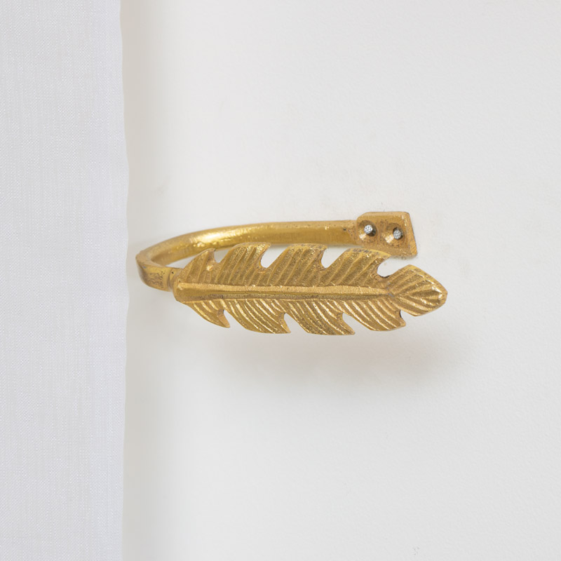 Pair of Gold Feather Curtain Holdbacks Flora Furniture